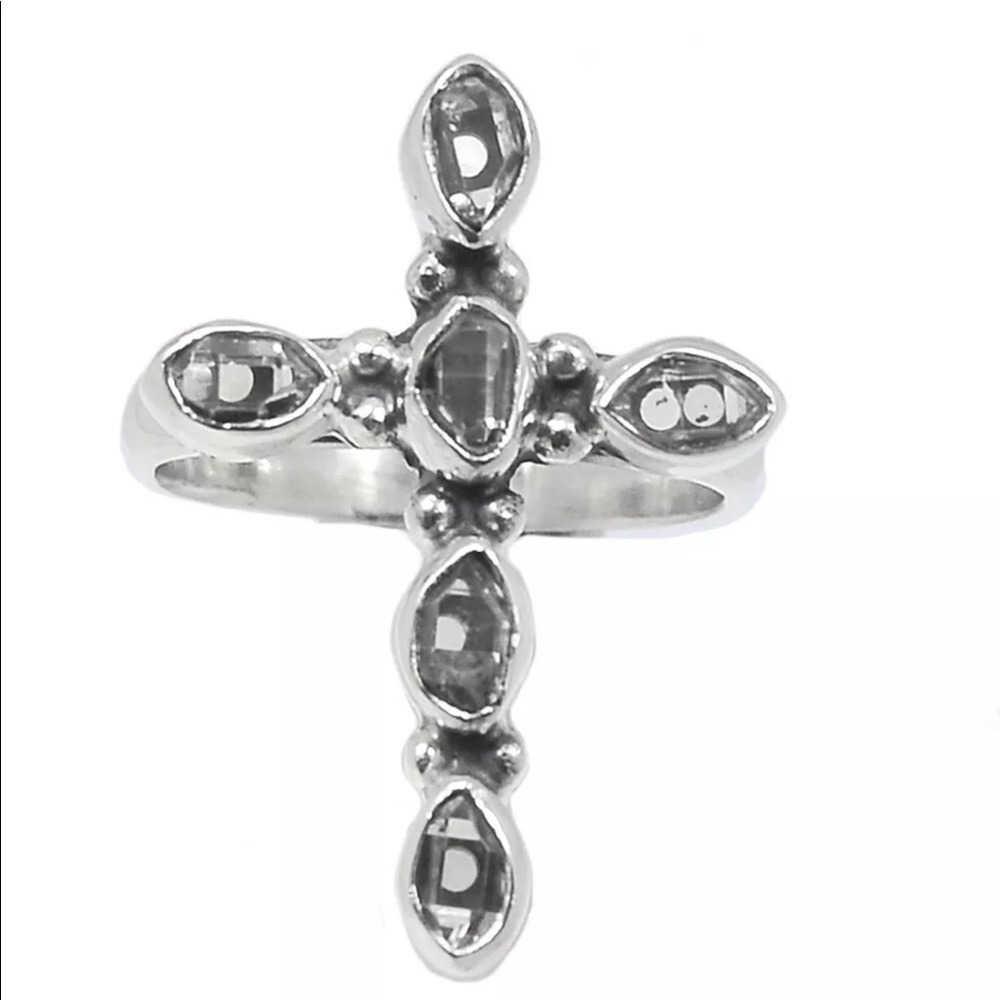 Genuine Herkimer diamond sterling silver ring size 7
